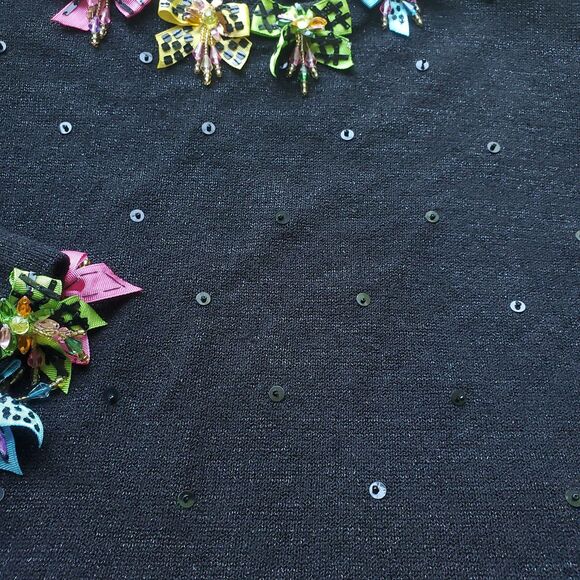 Vintage Design Options By Philip & Jane Gordon Sweater XL Black Pullover Bows - Picture 9 of 16